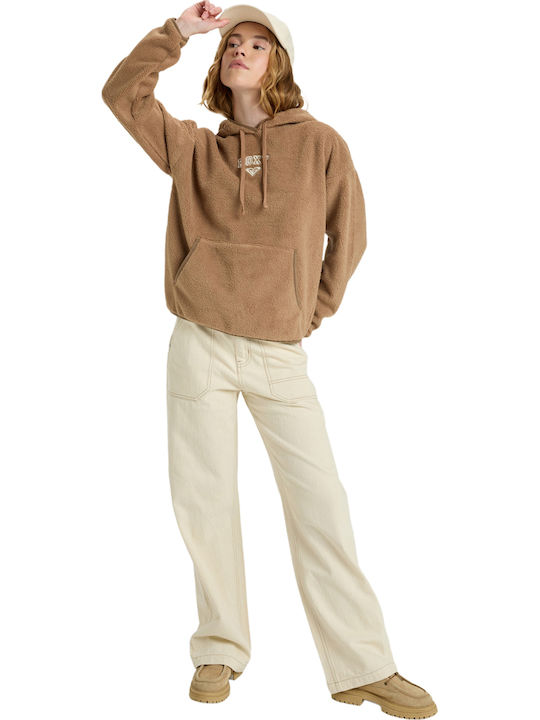 Cool Calling Winter Women's Fleece Blouse Long Sleeve with Hood Brown