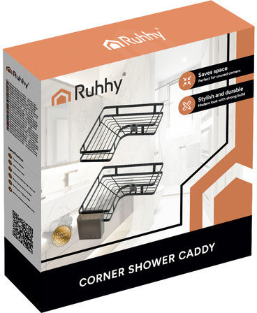 Ruhhy Raft de colț din Metal în Culoare Negru 250x250mm 1buc 27092