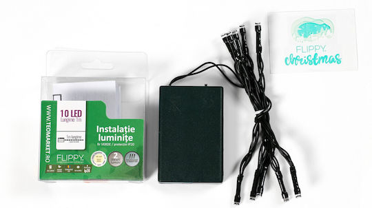 10 Lights LED 1m. Green Battery in String 2pcs