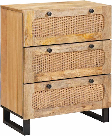 Metallic Chest of Drawers of Solid Wood with 6 Drawers Coffee 60x33x75cm