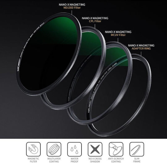 K&F Concept Objektivfilter Bausatz 52mm MC UV CPL ND1000 Magnetring Schwarz
