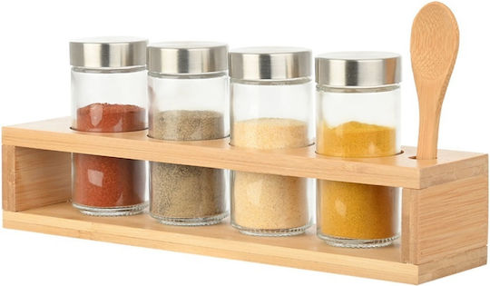 Estia Bamboo Essentials Suporturi de Condimente din Bambus pe Suport Transparentă 4buc