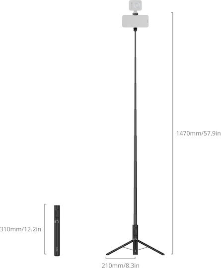 SmallRig 5291 - ST30 Селфи Стик Трипод За Мобилни Устройства Черен
