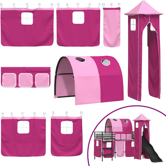 Pat Pentru Copii Loft Bed Single Cu Pat Culisant Negru Pentru Saltea 99.5x190cm