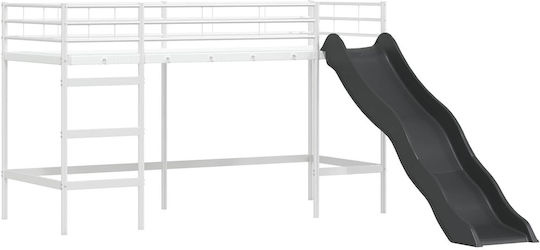 Kids Bed Loft Single with Sliding Bed White for Mattress 99.5x190cm
