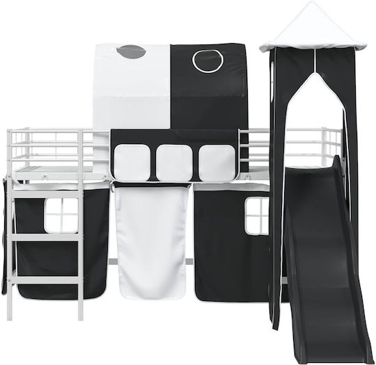 Kids Bed Loft Single White for Mattress 79.5x200cm