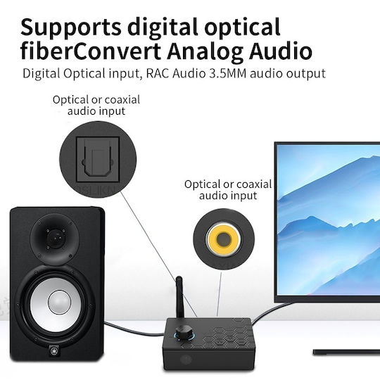 Techstar Convertor Audio Digital La Analogic Dac 192khz Bluetooth 5.4 Telecomandă Intrare Coaxială Ieșiri Rca Jack 3.5mm
