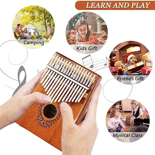 Kalimba Electrică 17 Note Instrument Muzical Husă de Depozitare Cablu Jack 6mm Adaptor Ciocănel de Acordaj Fabricat din Lemn