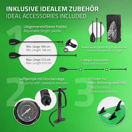 ECD Germany Makani Inflatable SUP Board with Length 3.2m Green