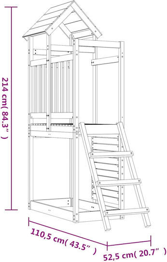 vidaXL Holzturm 110.5x52.5x214cm. Braun