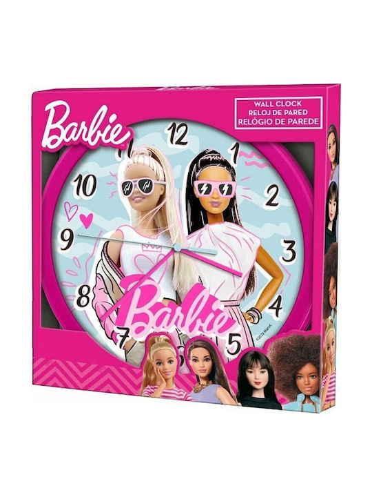 Kids Euroswan Kids Wooden Wall Clock Barbie Fashion 24.5x24.5cm