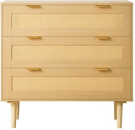 Συρταριέρα Креватокамарас Дървена с 3 чекмеджета Natural Rattan 80x35x77бр
