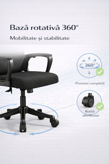 Scaun De Birou Ergonomic Negru Închis