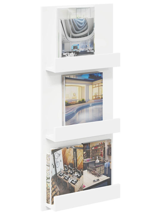 vidaXL PU Magazine Rack White 51x11x102cm