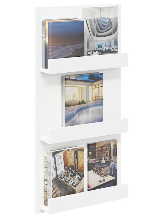 vidaXL PU Magazine Rack White 51x11x102cm