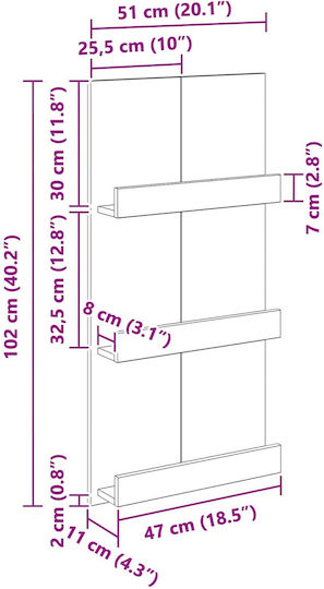 vidaXL Zeitschriftenständer Weiß 51x11x102cm 1Stück