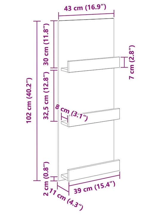 vidaXL PU Magazine Rack Brown 43x11x102cm