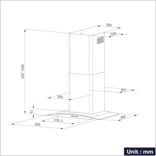Ciarra Απορροφητήρας Καμινάδα 60cm Γκρι