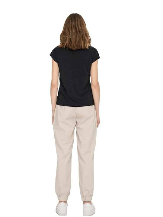Women's Blouse Sleeveless with V Neckline Black
