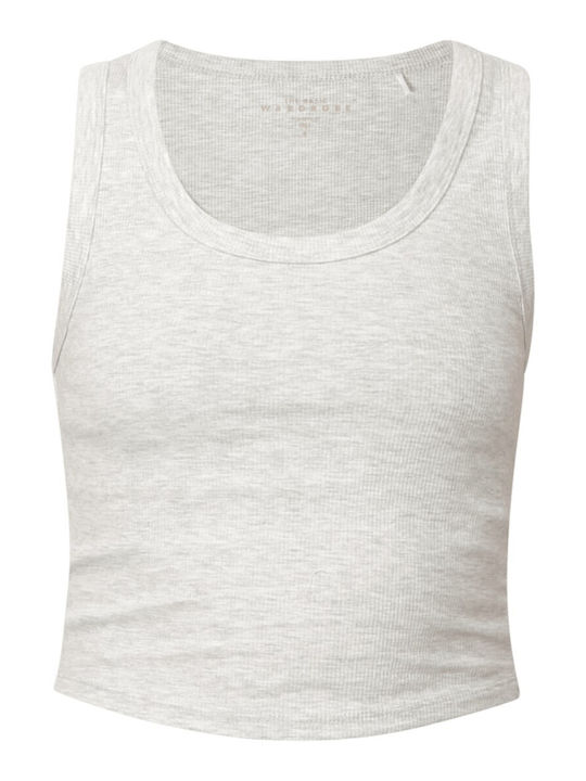 Easy Γυναικείο Αθλητικό Crop Top Αμάνικο Γκρι