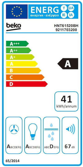 Beko Плъзгащ се аспиратор 60см Черен
