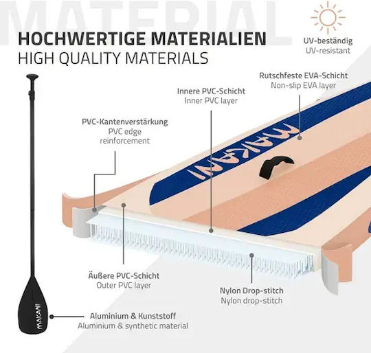 ECD Germany Makani Gonflabilă Placă SUP cu Lungime 3.2m Portocaliu