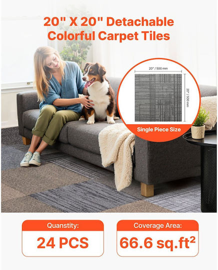 Vevor Set Plastic Floor with 24 Tiles 6mm L50.8cmxW50.8cm