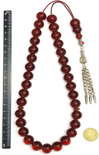 Roloi Komboloi Mastic Worry Beads with 33 Beads Honey 42cm