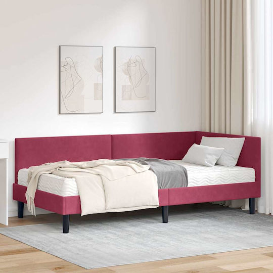 vidaXL Einzelbett Mit Samt Grüne Samt Rote Mit Lattenrost & Matratze 94x200cm