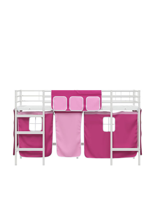Pat pentru Copii Loft Bed Single Alb pentru Saltea 90x190cm