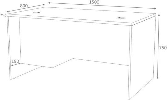 Επαγγελματικό Γραφείο Venturo με Βιβλιοθήκη 150x80x75εκ. Ανθρακί - Φυσικό Οξιάς
