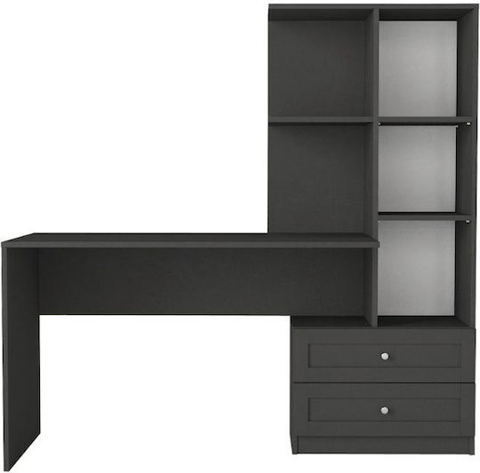 Schreibtisch Mantra Holz mit Bücherregal Charcoal 150x60x152cm