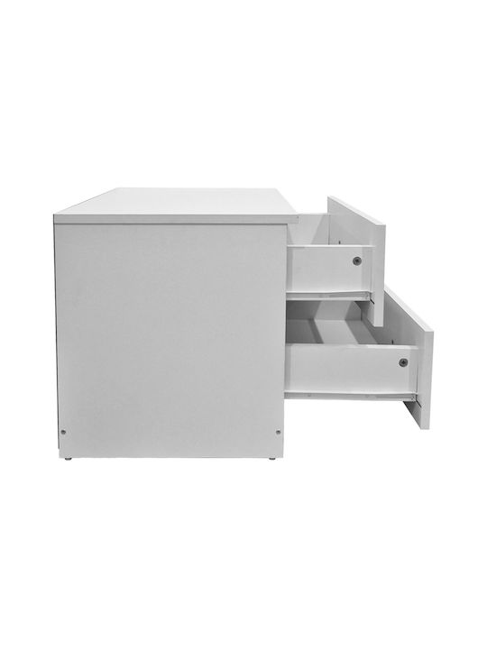 Bedside Table Athos Wooden With Metal Legs White 48x40x41.5cm