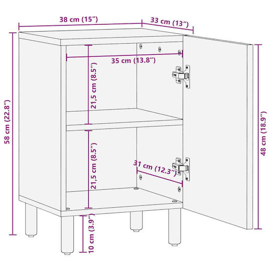 vidaXL Cabinet de baie L38xA33xÎ58cm Alb