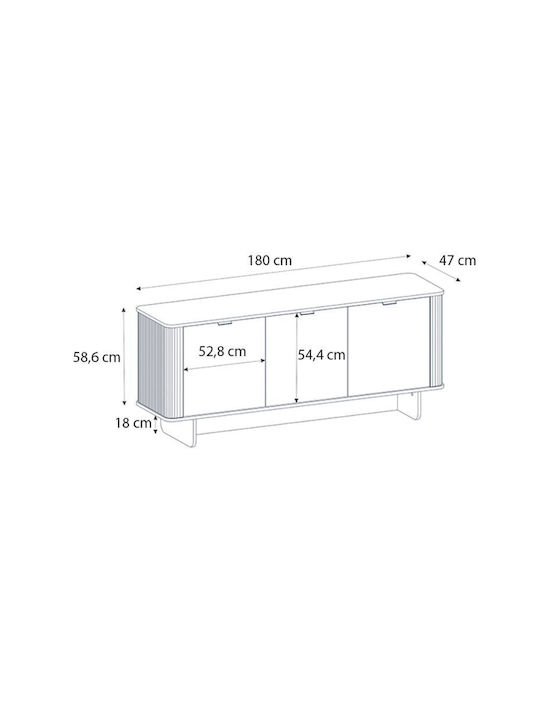 Μπουφές Bohema Ξύλινος Μαύρο - Sepet Oak 180x47x76.6cm