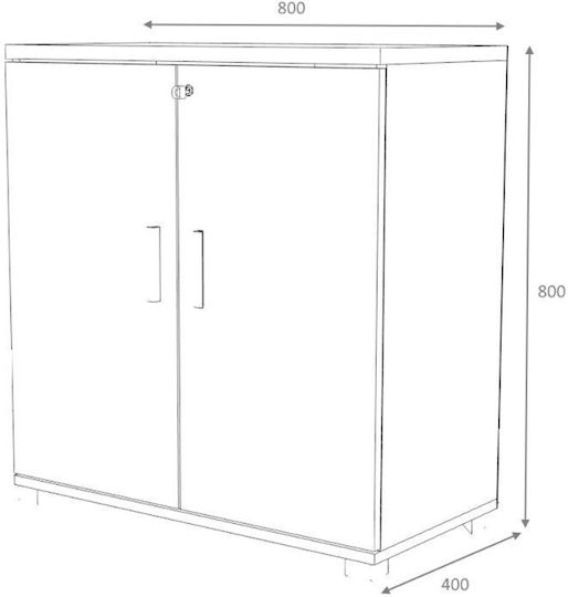 Дървен Офисен Шкаф С Ключалка Антрацит 80x40x80см