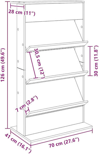 vidaXL Θήκη Περιοδικών Καφέ 70x41x126εκ.