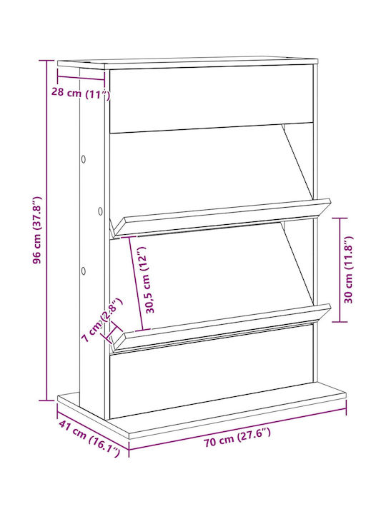 vidaXL Suport Reviste Gri 70x41x96buc 1buc