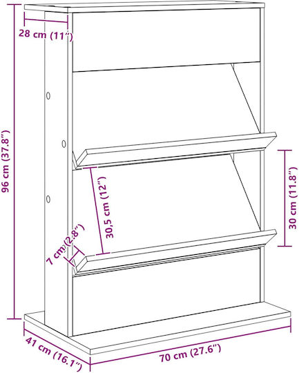 vidaXL Zeitschriftenständer Gray 70x41x96cm 1Stück