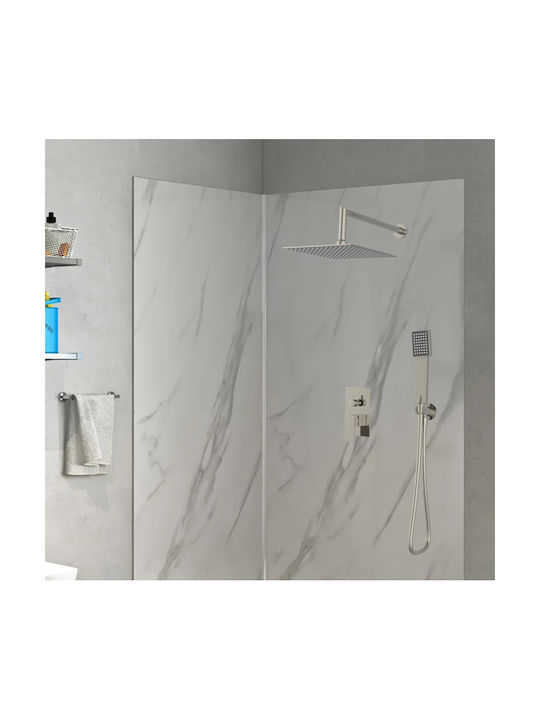 Bruno Built-in Mixer, Hand Shower & Shower Head Set for Shower Silver Bruno Built-in Mixer, Hand Shower & Shower Head Set for Shower Silver