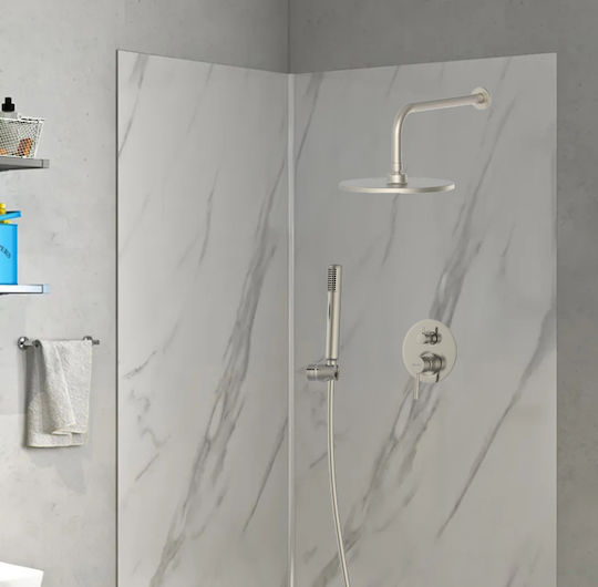 Bruno Set Mischer, Handbrause & Duschkopf für Wandmontage für Dusche Silber 5210131148853