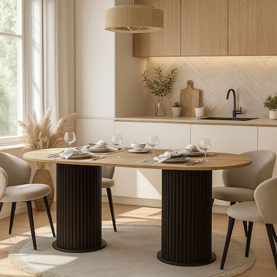 Bohema Τραπέζι Τραπεζαρίας Ξύλινο Μαύρο - Sepet Oak 180x90x77.7εκ.