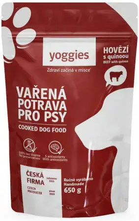 Μαγειρευτή Τροφή Σκύλου Μοσχάρι Κινόα Yoggies 650 G