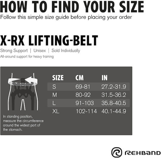 X-rx Колан за Вдигане на Тежести Rehband Черен