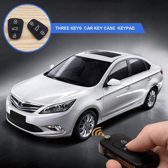 Membrană Cauciucată Butoane 3 Chei Auto – Compatibil Hyundai I10 I20 I30 Ix35 Ix45 Elantra Tucson Santa Fe Veloster Solaris – Piesă de Schimb Telecomandă Cheie