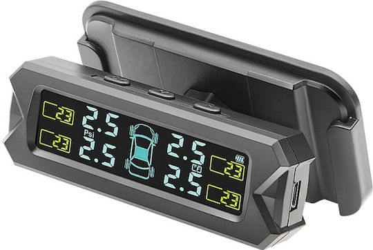 Sistem Monitorizare Presiune Anvelope Tpms Încărcare Solară 4 Senzori Externi Afișaj Lcd