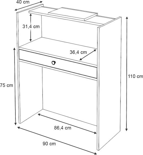Megapap Office Reception L90xW40xH110cm