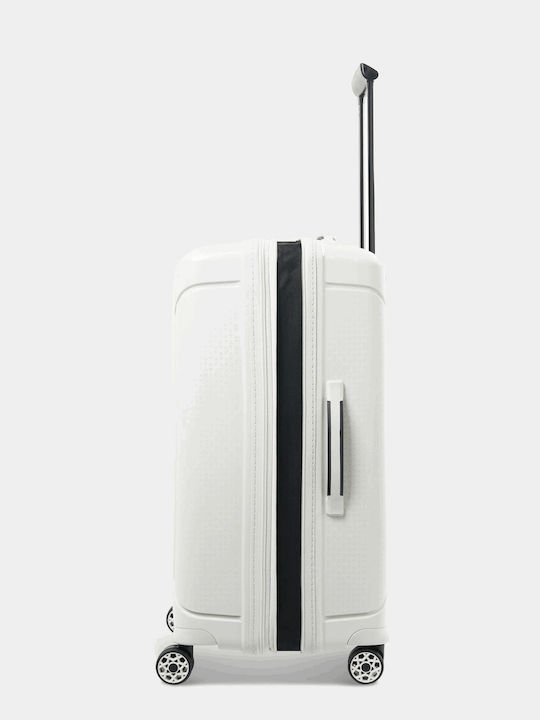 Verage Medium Travel Suitcase Hard White with 4 Wheels Height 67cm