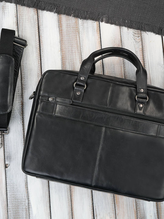 Leder Herrentasche Schulter / Crossbody Schwarz