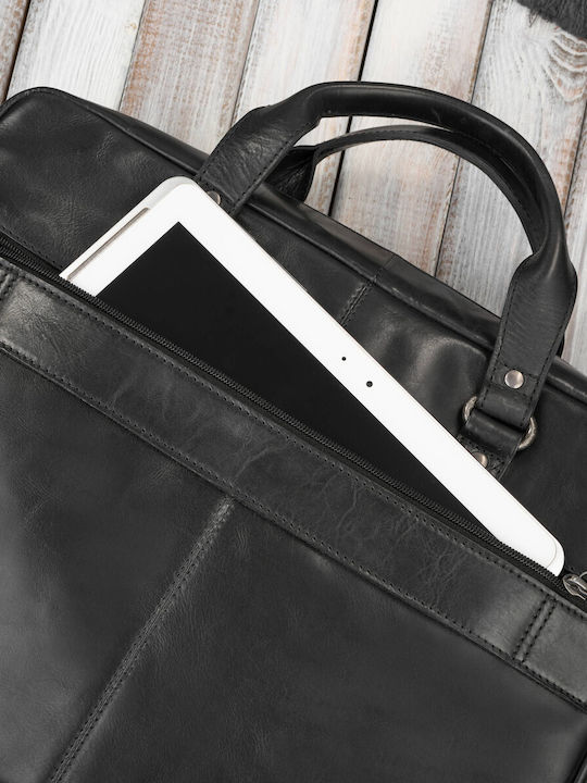 Leder Herrentasche Schulter / Crossbody Schwarz